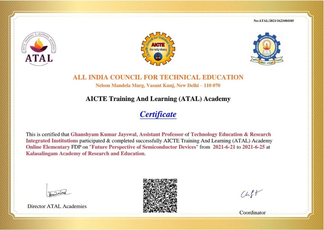 AICTE Training and Learning (ATAL) Faculty Development Program | Terii